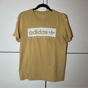 Adidas Originals Trefoil 3 Stripe Men’s T-Shirt w/Japanese Wordmark Tan Medium